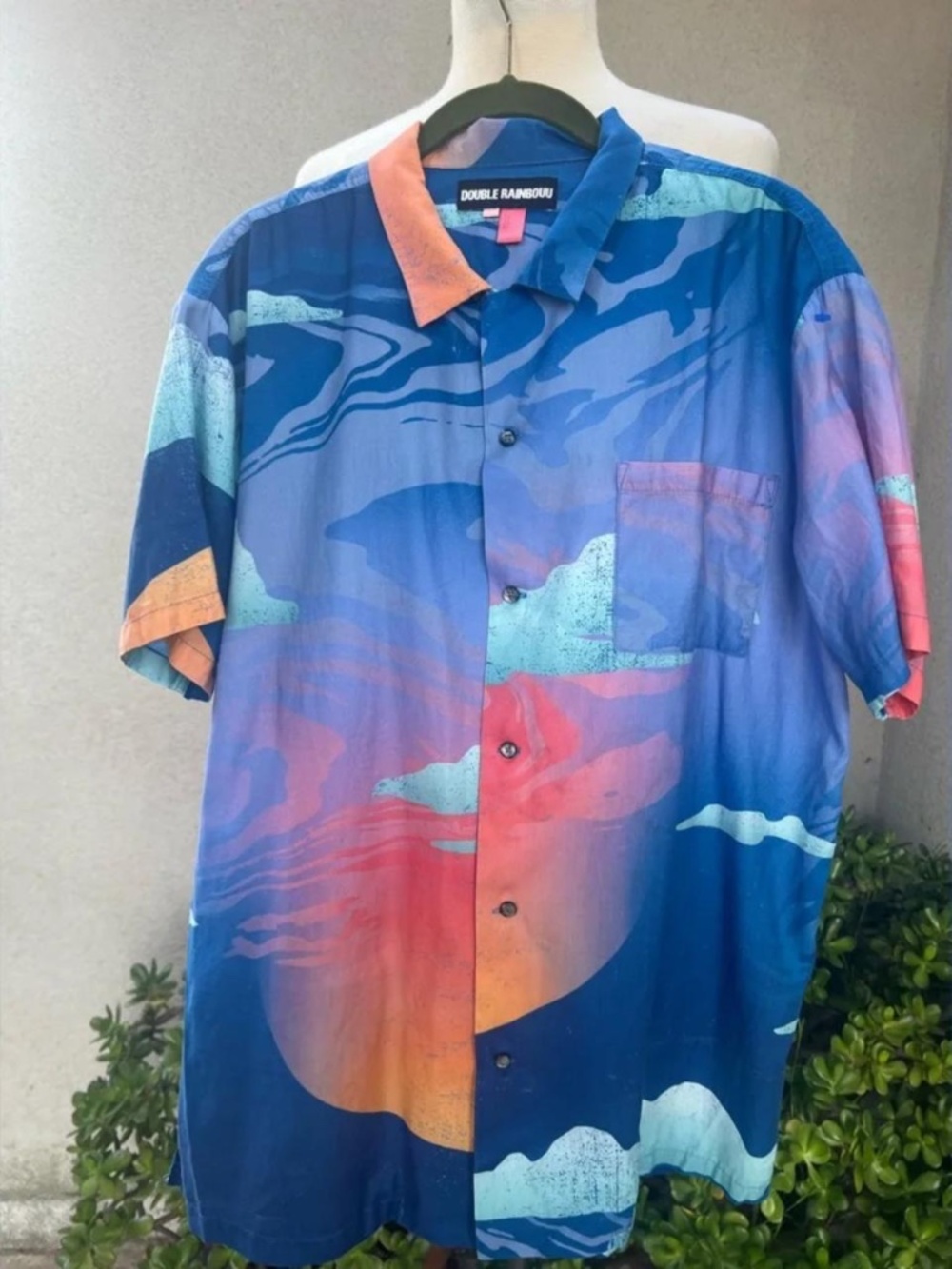 Double Rainbouu men’s Hawaiian shirt cotton Wet Dreams print multicolor Large